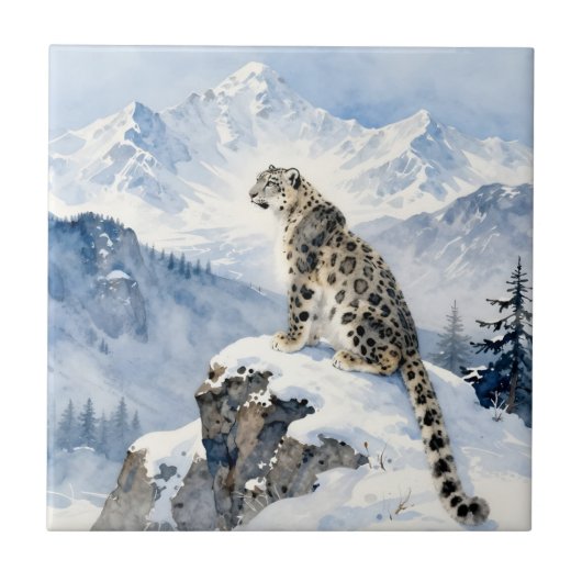 Carreau A Snow Leopard on Snowy Peak Personalized (Devant)