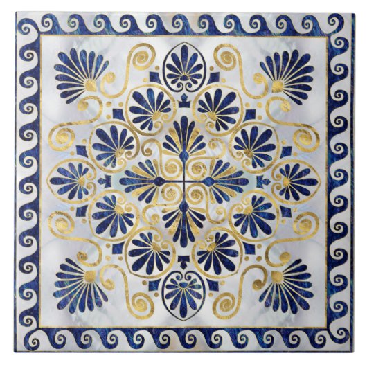 Carreau Abalone Shell et Gold de l'ornement grec (Devant)