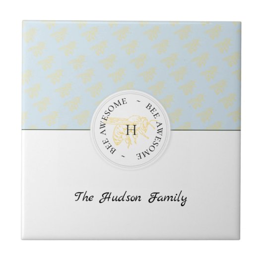 Carreau Abee Awesome Abeille d'Or Personnalisé Monogramme (Devant)