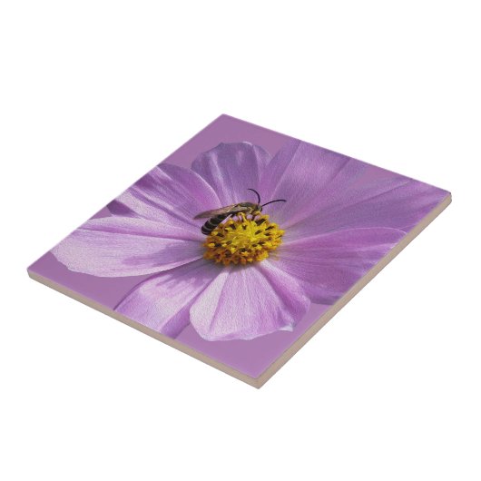 Carreau Abeille sur fleur violette (Côté)