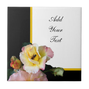 Carreau Abeille sur roses rose jaune Fleurs