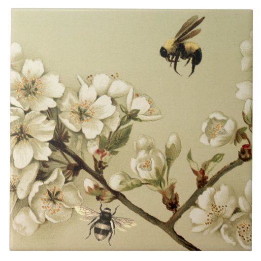 CARREAU ABEILLES À MIEL ET ROSES SAUVAGES MONOGRAMME (Devant)