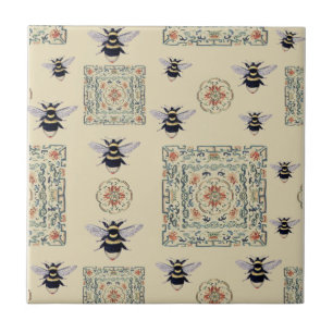 Carreau Abeilles de miel Brown Beige Or avec design