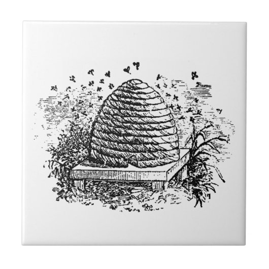 Carreau Abeilles de miel de ruche vintage (Devant)