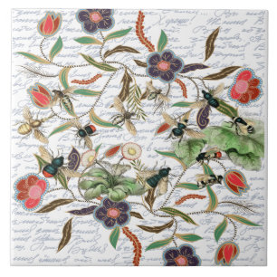 Carreau Abeilles et fleurs Vintages