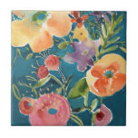 Carreau Abondante florale I<br><div class="desc">Florals abondants I par Chariklia Zarris. Réalisées dans un style aquarelle, ces fleurs ont été créées dans des formes et des couleurs variées. | 144503FN</div>