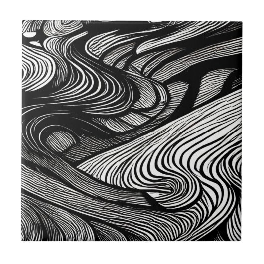 CARREAU ABSTRACT BLACK AND WHITE (Devant)