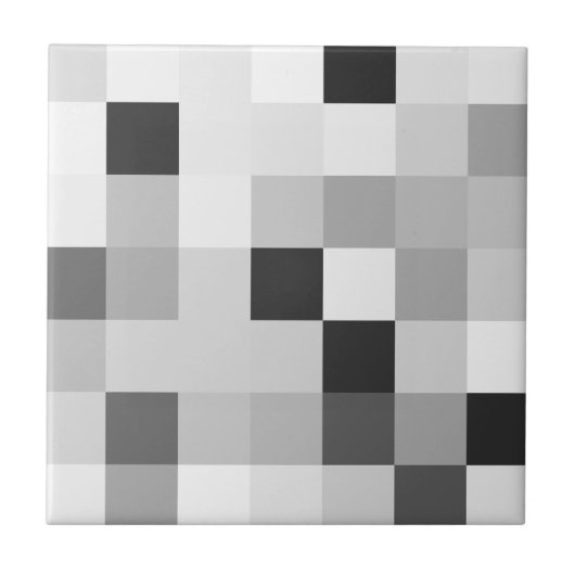 Carreau Abstract Black and White Pixelated Mosaic Grid (Devant)