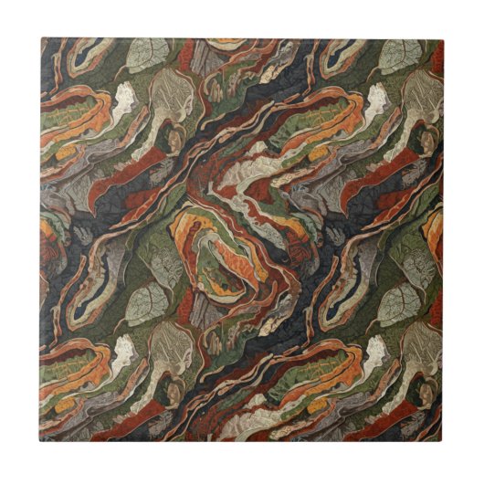 Carreau Abstract Earth Tone Swirl Pattern (Devant)