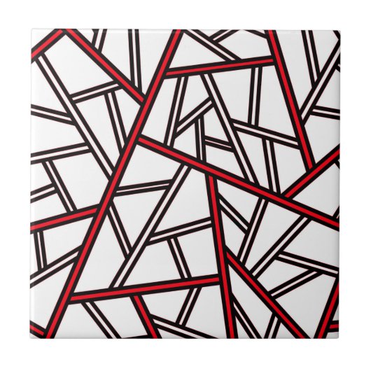 Carreau Abstract geometric pattern - red, black and white. (Devant)