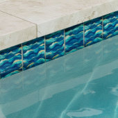 Carreau Abstract Ocean Waves Blue and Gold Watercolor