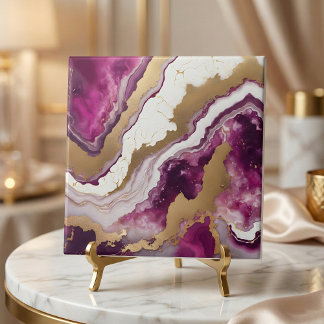 Carreau Abstract Purple White & Gold Agate Geode Marble