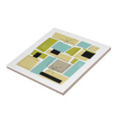 Carreau Abstrait Bleu Jaune Carrés milieu du siècle (Côté)