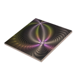 Carreau Abstrait brillant Trippy coloré 3D Fractal Art