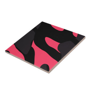 Carreau Abstrait camouflage rose vif, gris et noir