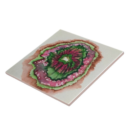 Carreau Abstrait éclat rose et vert (Côté)