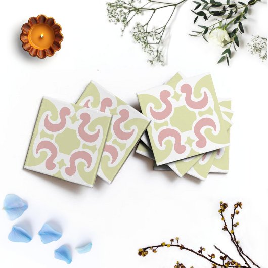 Carreau Abstrait Flamant Rose de Milieu de Siècle