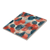 Carreau abstrait géométrique moderne Corail et Bleu (Côté)