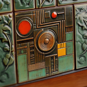 Carreau Abstrait Géométrique Symétrique Moderne du Milieu 