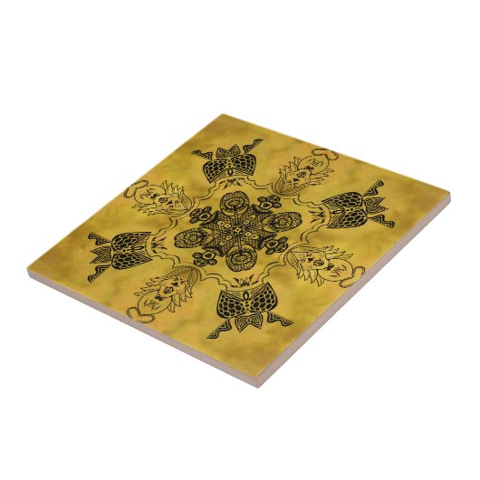 Carreau Abstrait Goth Tribal Line Dessin Motif répété (Côté)