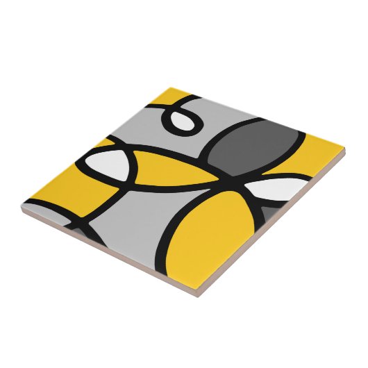 Carreau Abstrait gris jaune noir blanc (Côté)