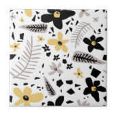 Carreau Abstrait Gris jaune noir gris sans joint motif flo (Devant)