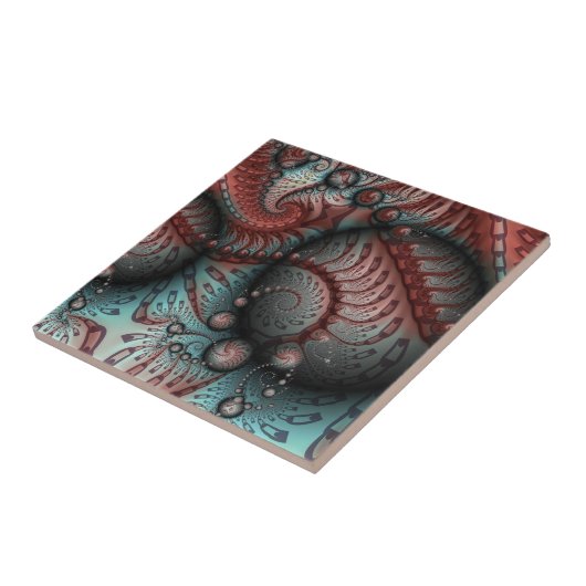 Carreau Abstrait Imaginaire dynamique Fractal Art Brown Bl (Côté)