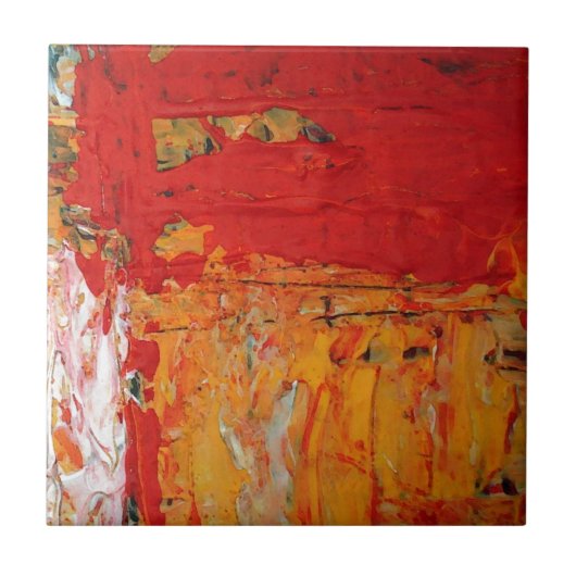 Carreau Abstrait jaune rouge texturé riche (Devant)