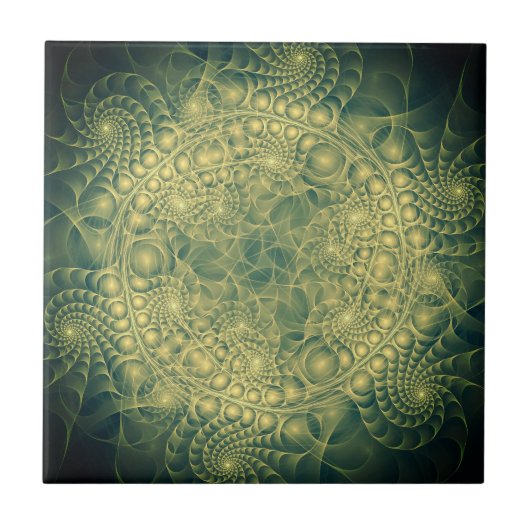 Carreau Abstrait jaune vert fractal - Unique (Devant)
