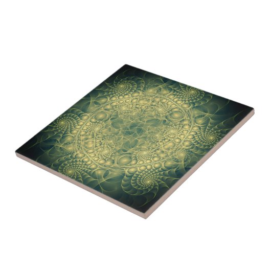 Carreau Abstrait jaune vert fractal - Unique (Côté)