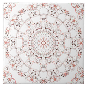 Carreau Abstrait Line Art Mandala dans les tons Brown et d