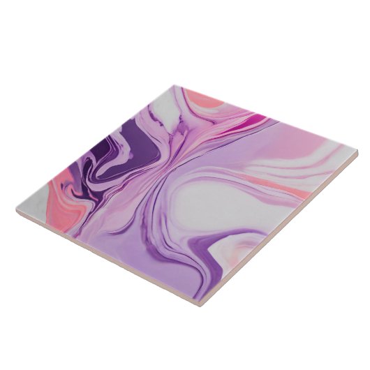 Carreau Abstrait Marbre rose pourpre teintes Paint Splash (Côté)