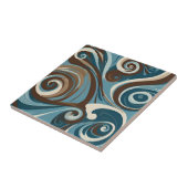 Carreau Abstrait marron, bleu et crème (Côté)