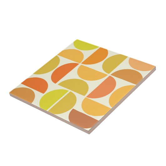 Carreau Abstrait milieu du siècle moderne cercles orange j (Côté)