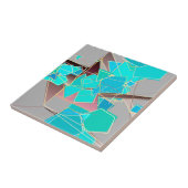 Carreau Abstrait moderne - Géométrique, Gris et Turquoise (Côté)
