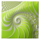 Carreau Abstrait Moderne Lime Green Spiral Fractal (Devant)