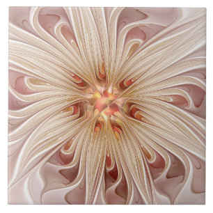 Carreau Abstrait Moderne Peach Pastel Flower Fractal Art