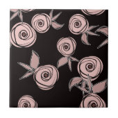 Carreau Abstrait moderne rose fleurs rose roux noir flo (Devant)