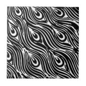 Carreau Abstrait Moderne Tendance Plumes Noir Blanc Impres (Devant)