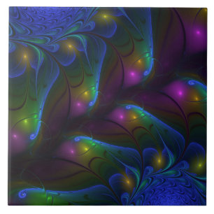 Carreau Abstrait Moderne Trippy Fractal Lumineux Coloré