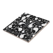 Carreau Abstrait noir et blanc Tulip Paisley Floral (Côté)