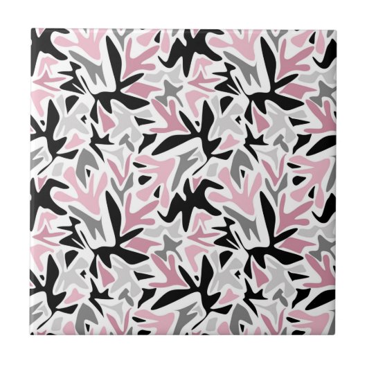 Carreau Abstrait, Noir et Rose, Jeunesse, Moderne Coussin  (Devant)
