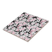 Carreau Abstrait, Noir et Rose, Jeunesse, Moderne Coussin  (Côté)