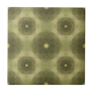 Carreau Abstrait Olive Green Flower Motif sans couture