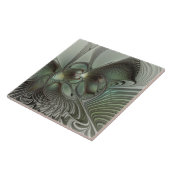 Carreau Abstrait Olive Sage Green Grey Fractal Art Imagina (Côté)