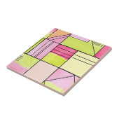 Carreau Abstrait patchwork rose et vert citron (Côté)