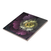 Carreau Abstrait Purpur moderne Khaki Gris Fleur fractale (Côté)