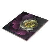 Carreau Abstrait Purpur moderne Khaki Gris Fleur fractale (Côté)