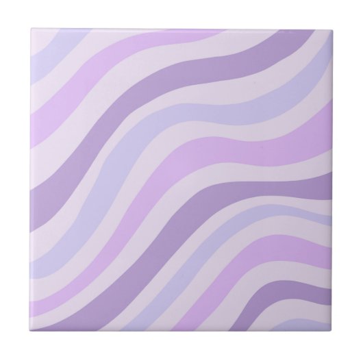Carreau Abstrait Rayure Ondulée Bleu Violet Moderne (Devant)
