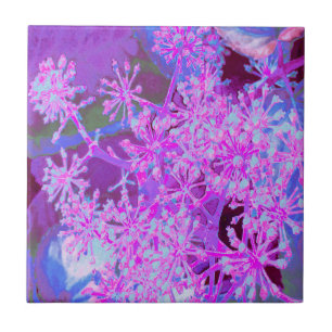 Carreau Abstrait Rétro Nature Cool en Rose Chaud et Violet
